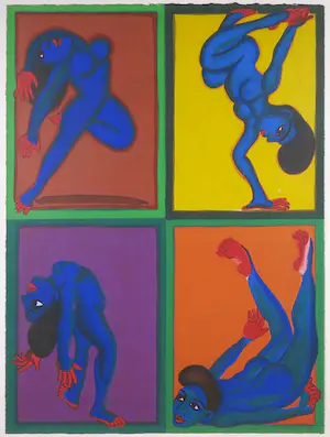 Gogi Saroj PAL - Zeefdruk, Vier vrouwen - Ingelijst (Groot) kopen? Bied vanaf 1!