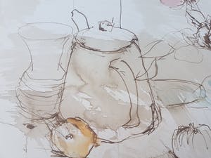 Louis van der Beesen - Sstilleven met bloemvaas en theepot kopen? Bied vanaf 45!