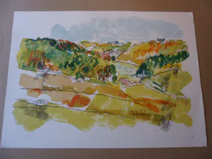 Frank Boom - Litho, Landschap in Limburg, gesigneerd kopen? Bied vanaf 25!