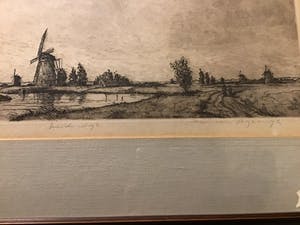 Jan van Rijsewijk - Twee maal ets van Kinderdijk door Jan van Rijsewijk kopen? Bied vanaf 1!