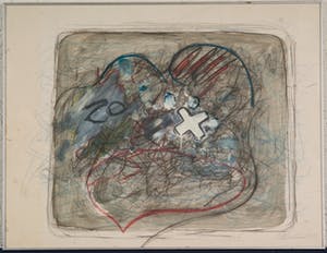 Hein Talens - Witkruis - 1979 - potlood, oliepastel, acryl- en alkydverf op papier kopen? Bied vanaf 20!