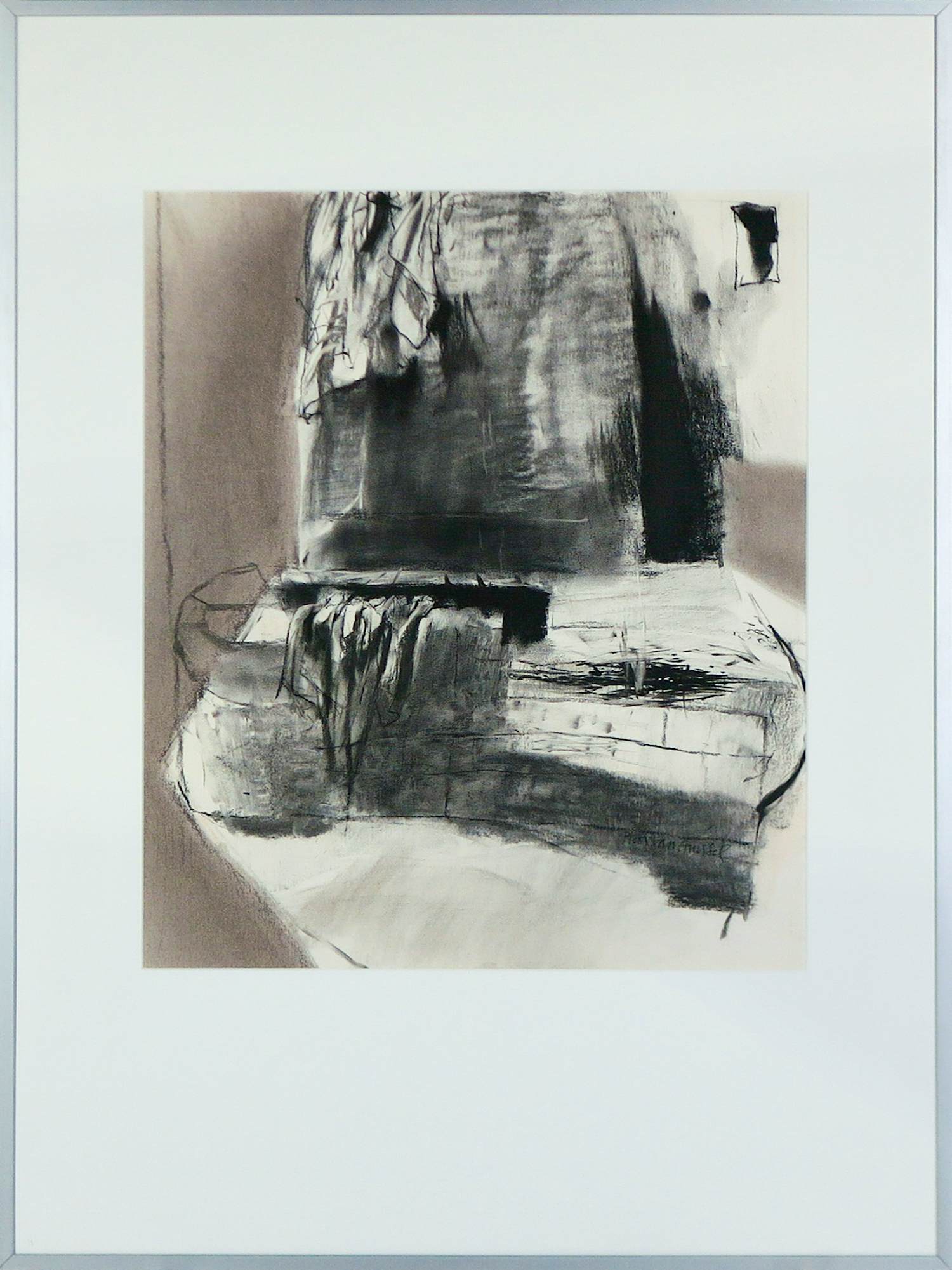Jaap Ploos van Amstel - Houtskool op papier, Wasbekken II - Ingelijst verkocht voor € 60!