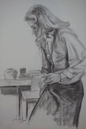 Ton Pape - Houtskool op papier - "Lida" kopen? Bied vanaf 20!