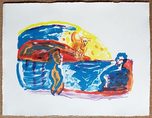 Pieter Defesche - Figuren met hond, litho kopen? Bied vanaf 50!