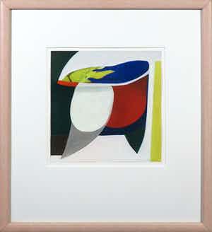 Doris Groeneveld - Gouache, Abstracte compositie - Ingelijst verkocht voor € 50!