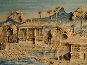 Curiosa - Uit kurk gesneden Oosters landschap – Jaren ‘80 kopen? Bied vanaf 50!