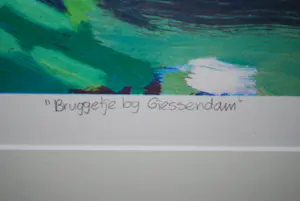 Jentsje Popma - Bruggetje bij Giessendam - fraai en zuurvrij ingelijst kopen? Bied vanaf 150!