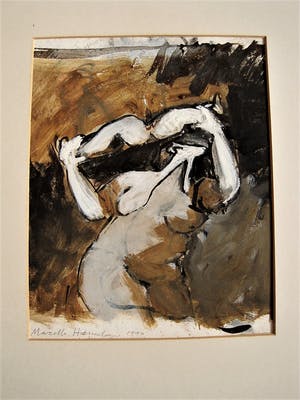 Marcelle Hanselaar - Intrigerend gemengde techniek schilderij "Medea" gesigneerd met opdracht kopen? Bied vanaf 30!