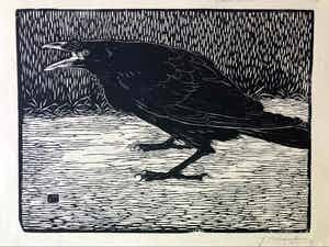 Jan Mankes - Houtsnede Zwarte Kraai - Gesigneerd - 1918 verkocht voor € 385!