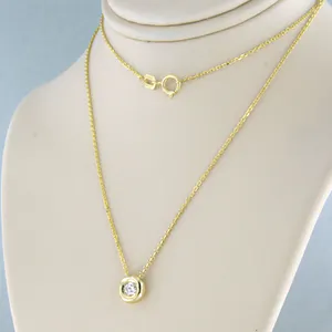 14k gouden collier met solitair hanger bezet briljant geslepen diamant kopen? Bied vanaf 260!