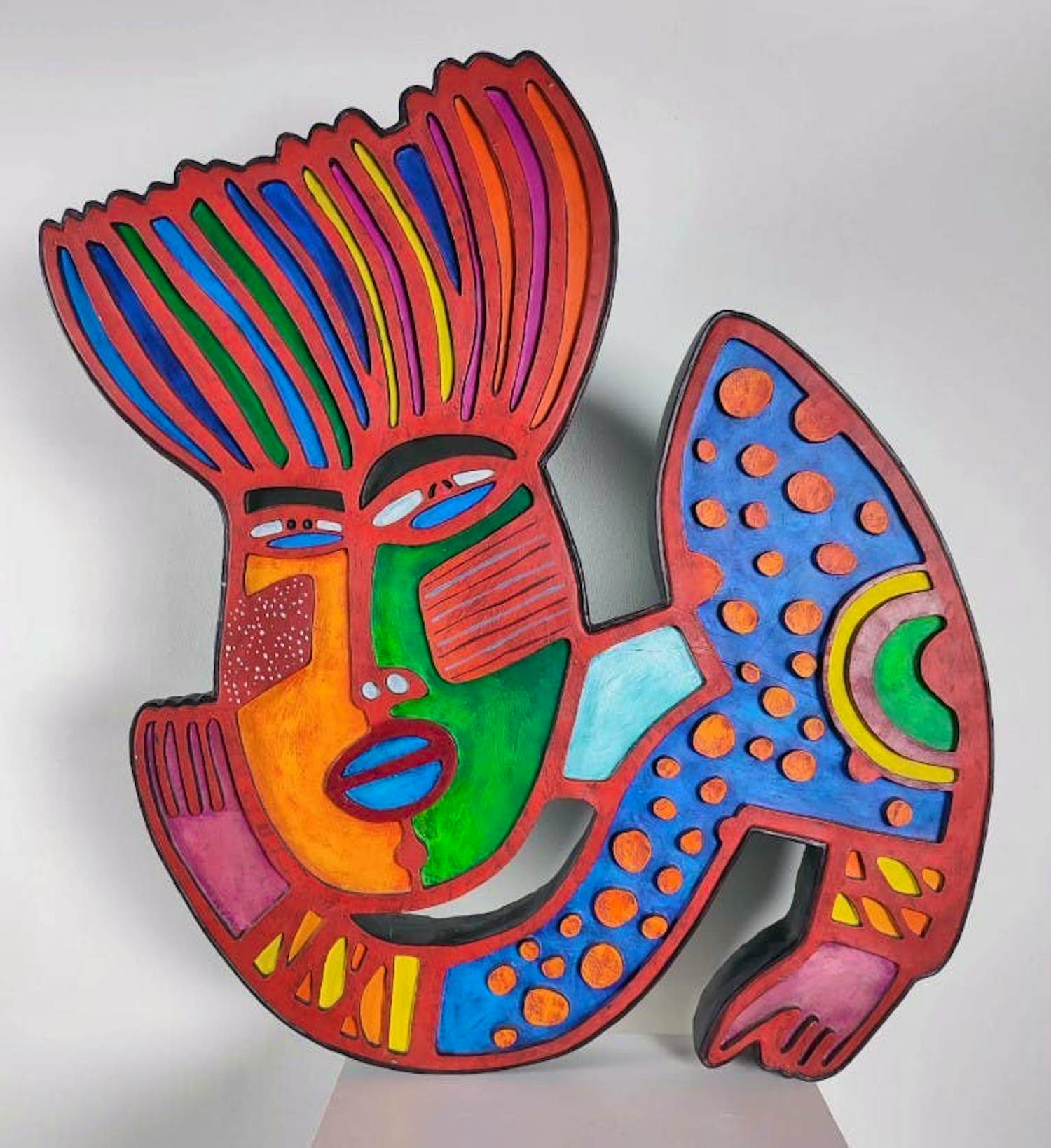 Clemens Briels - Houten wandobject, Y un acroiris piento su piel verkocht voor € 200!