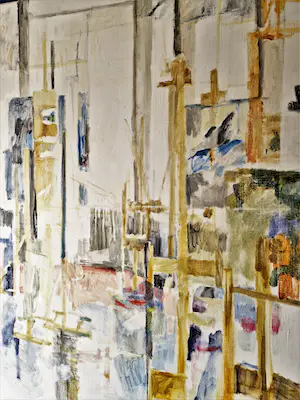 Niet of onleesbaar gesigneerd - GROOT geometrisch abstract olieverf gesigneerd ENGEL 1985 kopen? Bied vanaf 1!