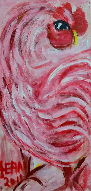 Jean Girigori - Olieverf op doek: "Haan" - 2011 verkocht voor € 300!