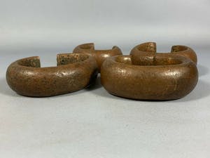 Benin - 201007 - Large Tribal used 4 bracelets or manilla's - Nigeria. kopen? Bied vanaf 65!