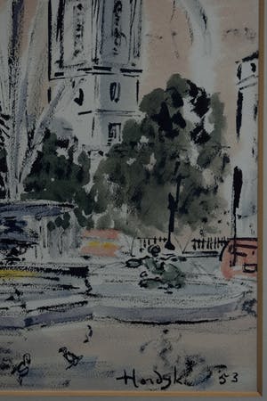 Gerard Hordijk - Aquarel - Trafelgar Square - Londen - 1953 kopen? Bied vanaf 350!