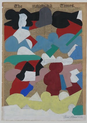 Henri Plaat - Gouache op krantenpapier, Zonder titel - Ingelijst kopen? Bied vanaf 150!