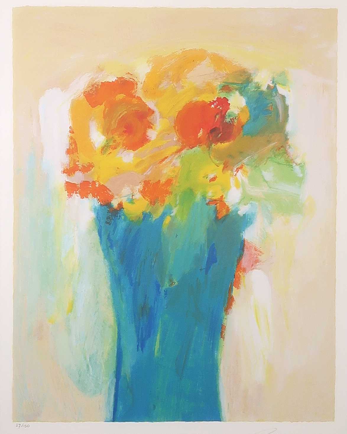 Eugene Brands - Zeefdruk, Blauwe vaas - Ingelijst kopen? Bied vanaf 250!