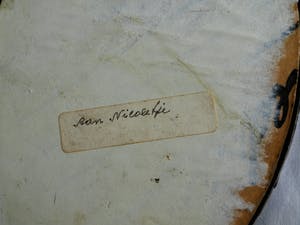 Niet of onleesbaar gesigneerd - Miniatuur bloemstilleven in bronzen lijstje , olieverf , “Blue Leschenaultia“ kopen? Bied vanaf 1!