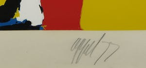 Karel Appel - Zeedruk, Yellow flower head - Ingelijst kopen? Bied vanaf 800!