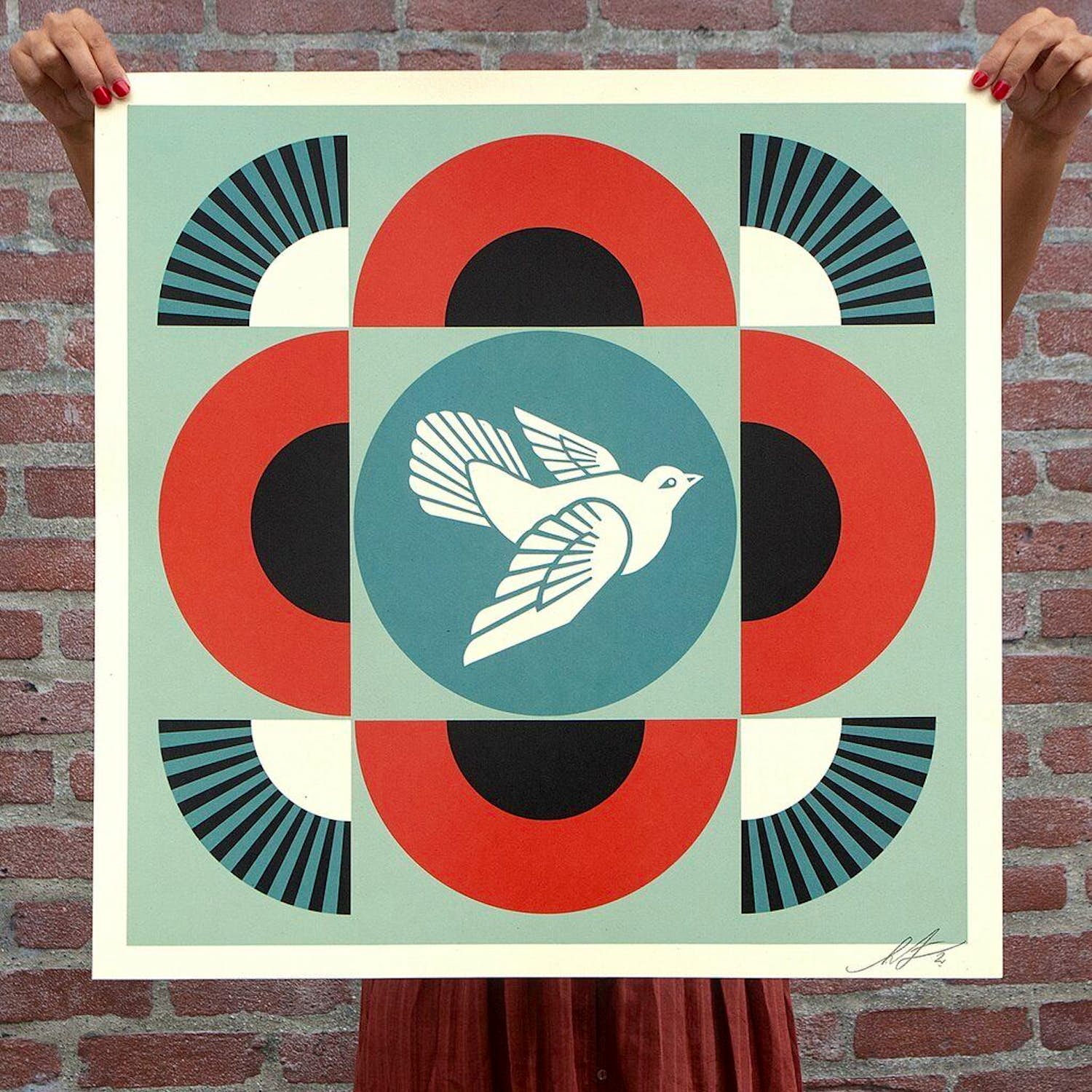 Shepard Fairey - GEOMETRIC DOVE -RED- SIGNED OFFSET LITHOGRAPH kopen? Bied vanaf 1!