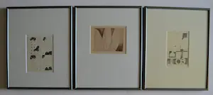 Niet of onleesbaar gesigneerd - 3 diverse abstracte unica's. kaufen? Bieten Sie von 1!