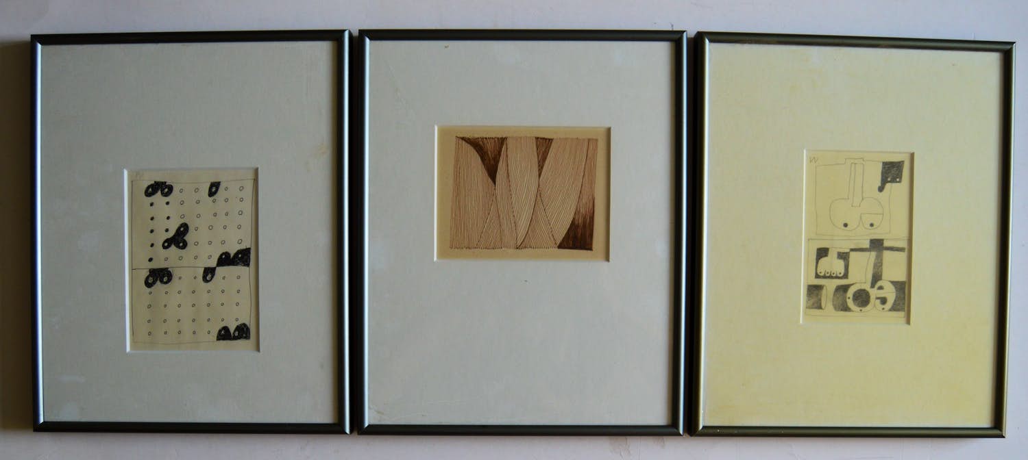 Niet of onleesbaar gesigneerd - 3 diverse abstracte unica's. kopen? Bied vanaf 1!