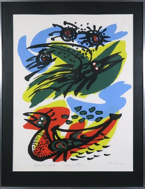 Anton Rooskens - Zeefdruk, Nuages bleus - Ingelijst kopen? Bied vanaf 200!