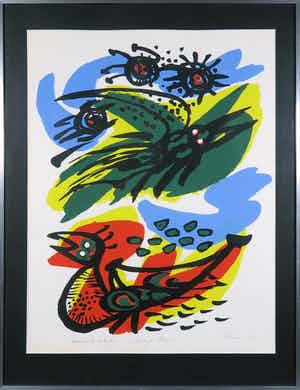 Anton Rooskens - Zeefdruk, Nuages bleus - Ingelijst verkocht voor € 200!