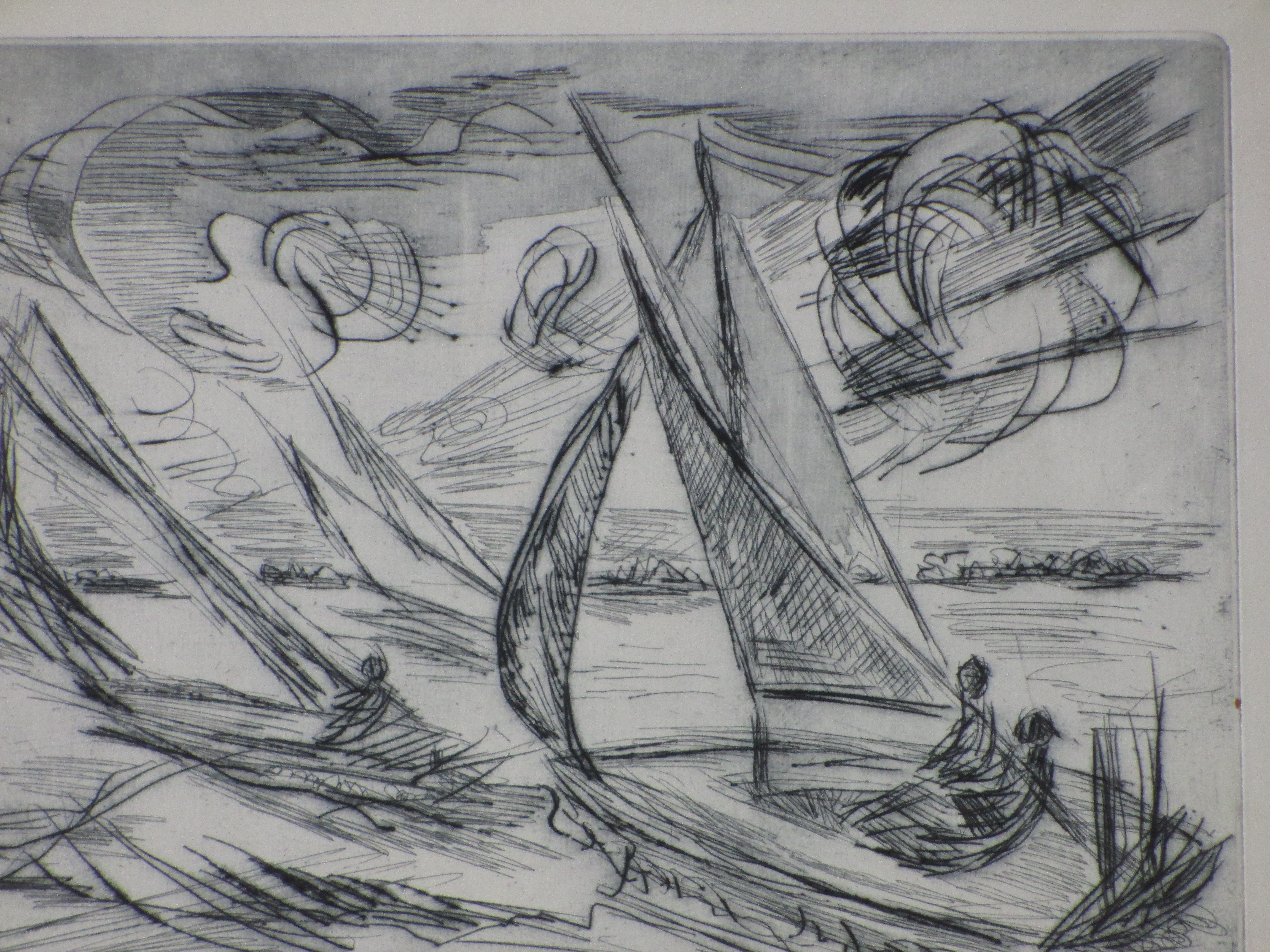 Niet of onleesbaar gesigneerd - Zeilboten op de plas - Ets kopen? Bied vanaf 1!