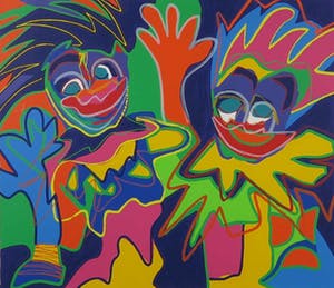 Marianne Naerebout - Zeefdruk, Worlds - Ingelijst kopen? Bied vanaf 50!