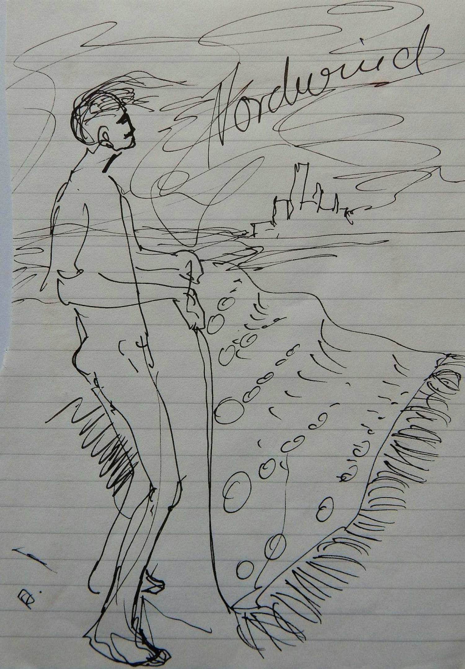 Anatol Herzfeld - Nordwind; Tuschfederzeichnung signiert verkocht voor € 77!