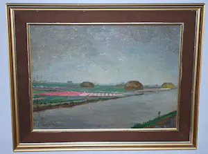 AcheterJan Visser - olieverfschilderij: bollenveld aan de Ringvaart? Enchérissez de 250!