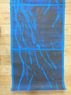Rob Lodder - BLAUWE ABSTRACTIE / OLIEVERF PAPIER / 151x62cm kopen? Bied vanaf 35!