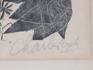 Charles Eyck - Portret in vegetatie - Linosnede kopen? Bied vanaf 75!