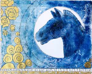 Armien Visser - Blauw paard van keizer Qin, in cirkel verkocht voor € 75!