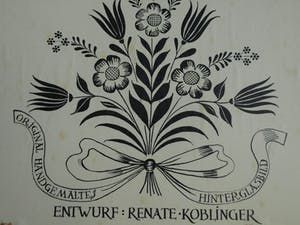 Renate Koblinger-Drobar - Achterglasschildering , De Vlieger – gesigneerd & ingelijst – ca 1980 kopen? Bied vanaf 40!