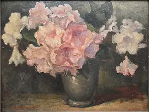 Johan Ponsioen - Stilleven met Bloemen - Olieverf kopen? Bied vanaf 495!