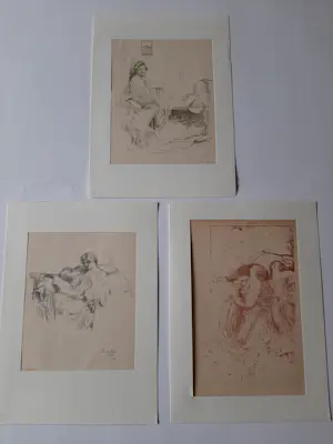 AcheterRobert Anning Bell - 3 Litho 's ,Meisjes spelen tennis ,Meisje dat leest , In hoekje met boek? Enchérissez de 20!