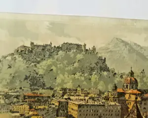 Buy Hans Figura - Farbradierung auf Seide "Salzburg" im Rahmen (27 x 30 cm) sehr guter Zustand? Bid from 70!
