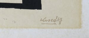 Lajos Kassak - Linosnede, Abstracte Compositie kopen? Bied vanaf 100!