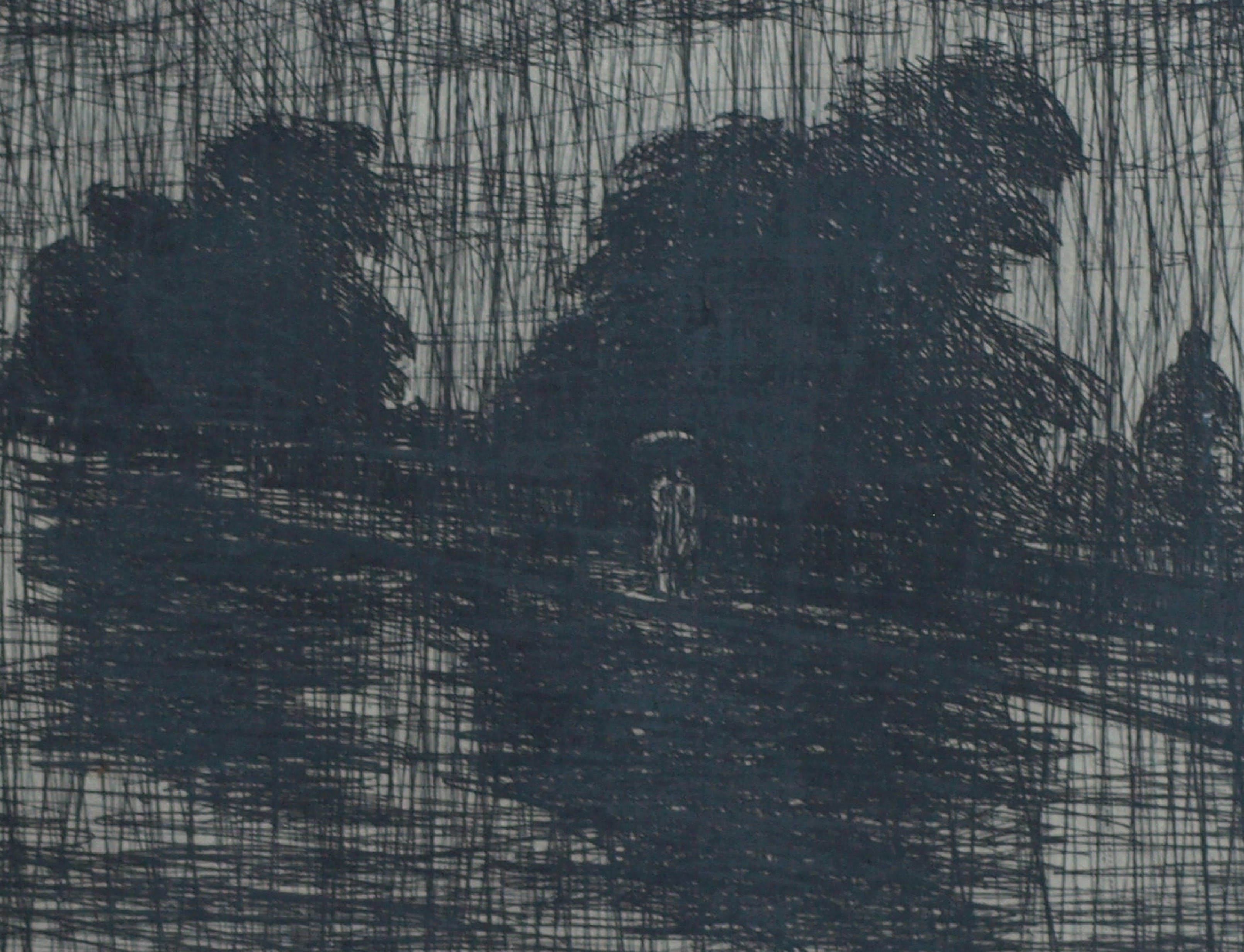 Niet of onleesbaar gesigneerd - Gesigneerde ets – Landschap in de regen – ingelijst – 1948 kopen? Bied vanaf 1!