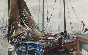 Piet Rozendaal - Aquarel, Rotterdam - Ingelijst kopen? Bied vanaf 50!