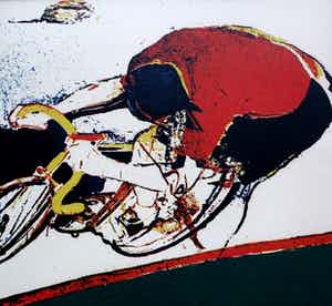 Kees van Bohemen - litho: wielrenner - 1969 verkocht voor € 249!