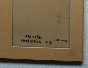 Jan Meijer - Ingelijste gouache , Kurkeikenbomen in Collioure - 1950 kopen? Bied vanaf 200!