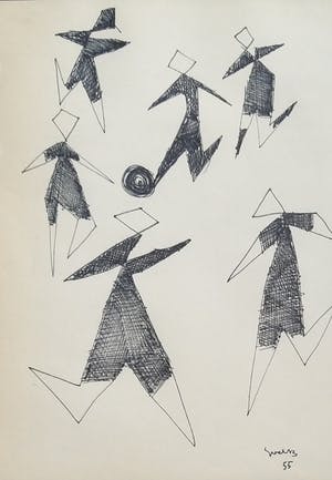 Siep van den Berg - Voetballers - inkt op papier 1955 kopen? Bied vanaf 125!