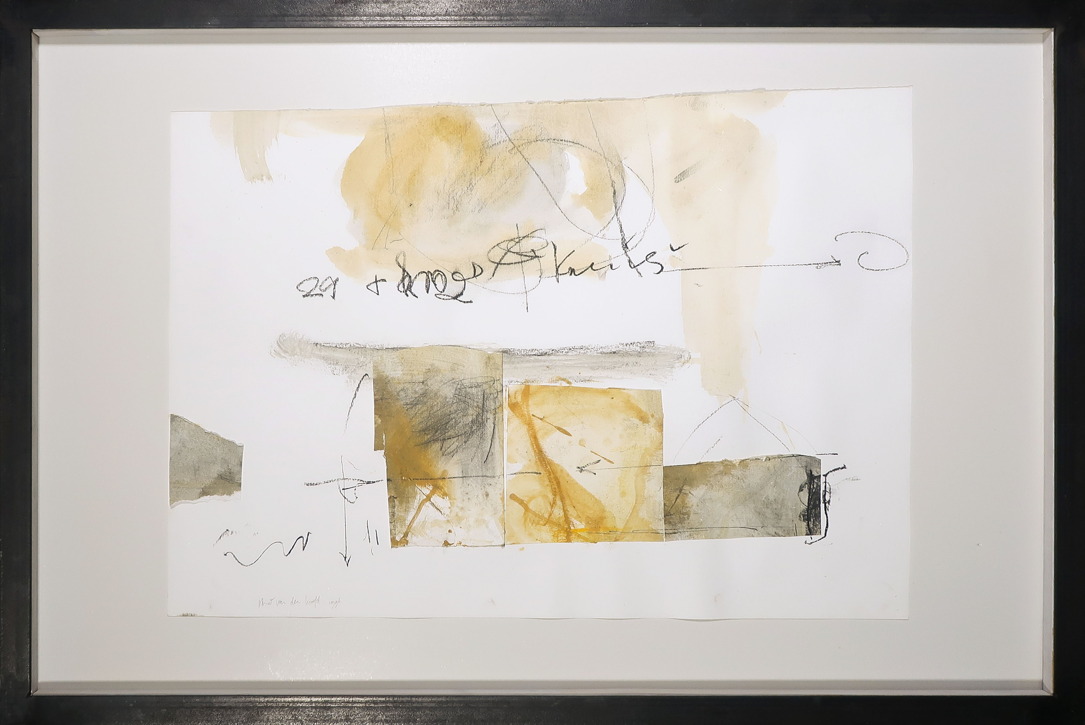 Rene van der Hoofd - Gemengde techniek op papier, Zonder titel - Ingelijst (Groot) verkocht voor € 40!