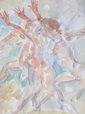 Carl C. van Niekerk - Dansende naakte vrouwen - Gemengde techniek kopen? Bied vanaf 40!