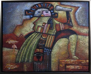 Bill Long - Olieverf op kokosvezel, INCA - Ingelijst kopen? Bied vanaf 30!