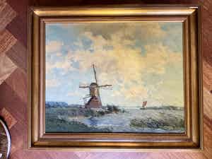 Gerardus Johannes Delfgaauw - Landschap met Molen verkocht voor € 250!