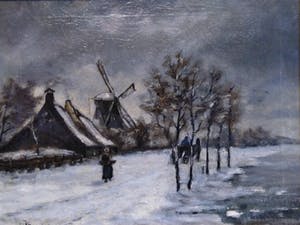 Niet of onleesbaar gesigneerd - Hollandse School (20e eeuw) - gesigneerd - Hollandse lucht boven winterlandschap kopen? Bied vanaf 1!